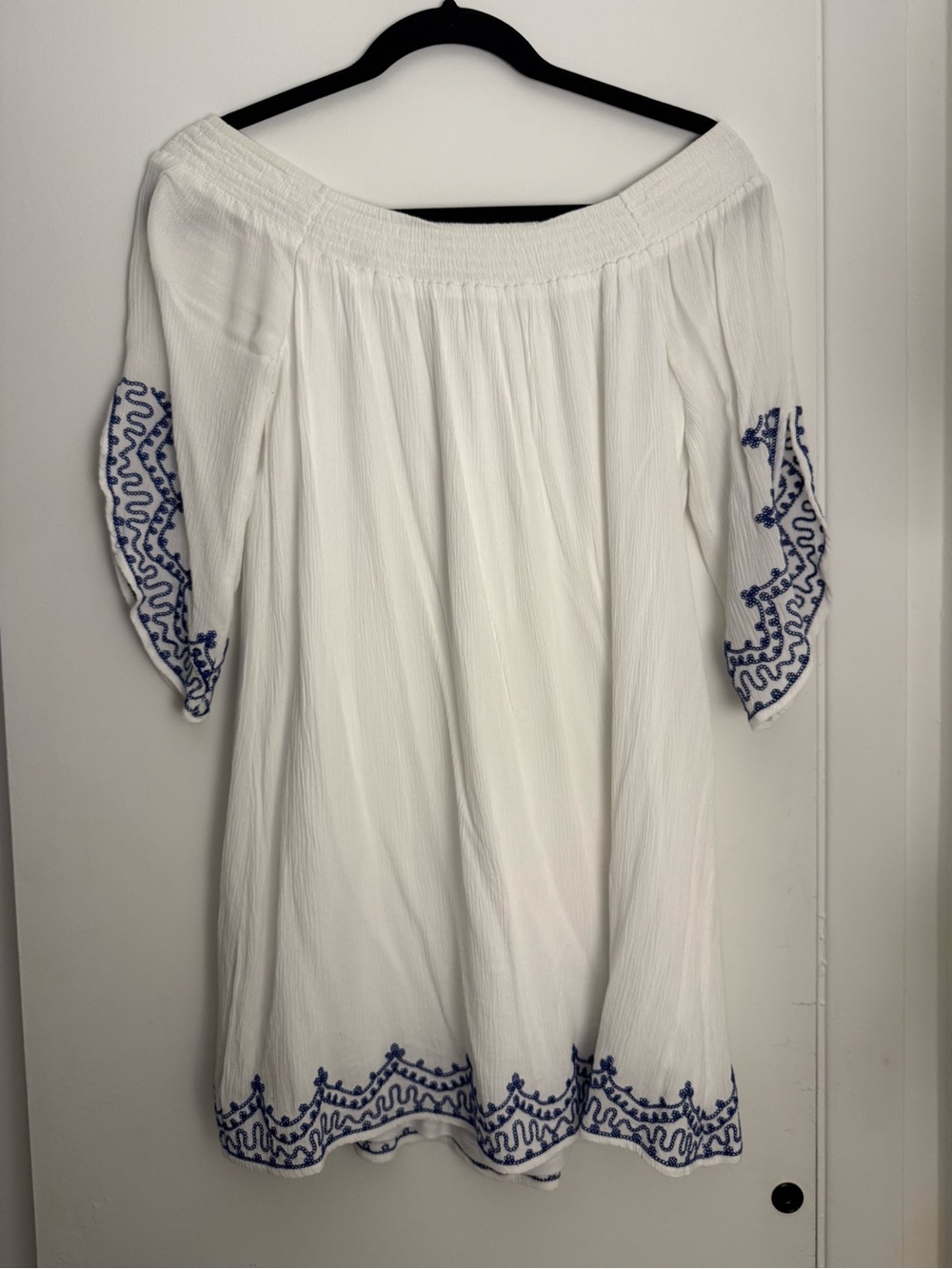 Express White Smocked Neck Blouse